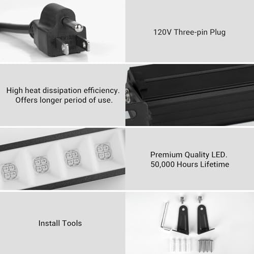 Image of 48W LED Black Light Bar Blacklight Bars with Plug and Switch Light Up 22x22ft Area for Glow Party Halloween Parties Bedroom Decorations Stage Lighting -1Pack