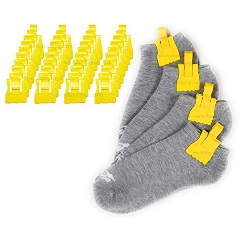 The Amazing Sock Clip Sock Holder, 32 Clips, Yellow, Made in U.S.A. Cover