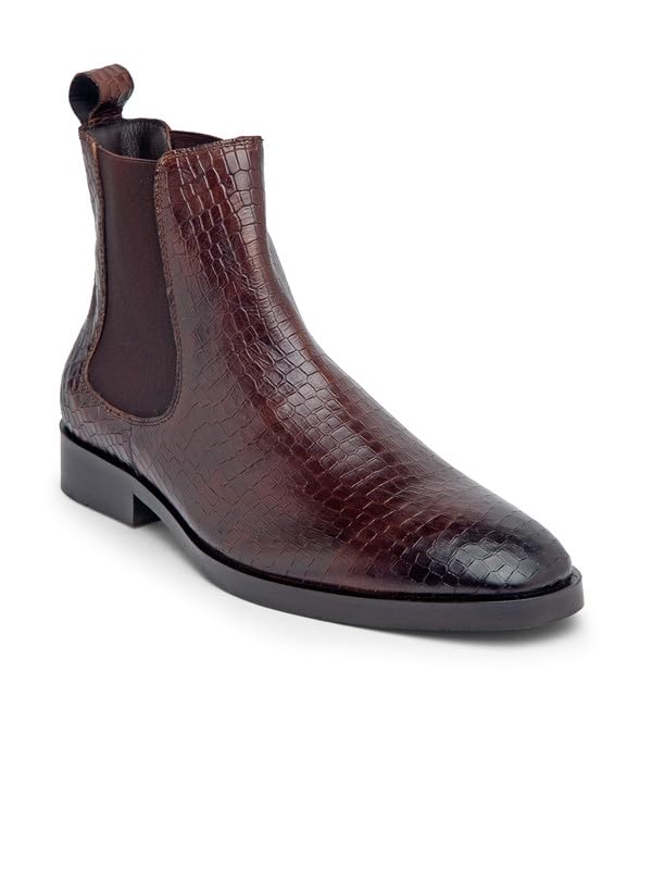 Image of TEAKWOOD LEATHERS Men Chelsea High Ankle Classic Boots Perfect for Casual, Parties & Special Occasions Comfort, Durable Genuine Leather Boot Shoes | SH TW 04 P