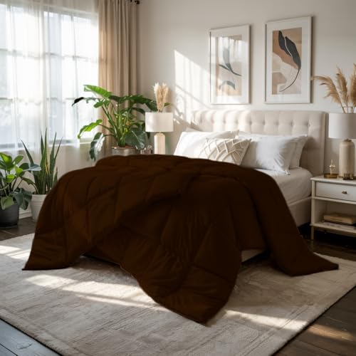 Image of Earthlycozy 300GSM Premium Comforter - Hypoallergenic, Breathable, Reversible, Lightweight, All-Season, AC Friendly and Machine Washable (Chocolate Brown, Double)