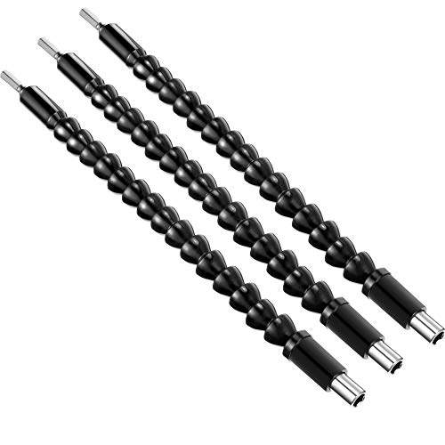 3 Pieces 11.4 Inches Flexible Extension Soft Shaft Screwdriver Drill Bit Holder with 10 Pieces Drill Bit Set for Electrical Screwdriver or Hand Drill Multi-angle Work