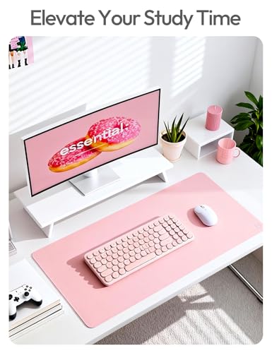 Image of YSAGi Leather Desk Pad Protector, Office Desk Mat, Large Mouse Pad, Non-Slip PU Leather Desk Blotter, Laptop Desk Pad, Waterproof Desk Writing Pad for Office and Home (35.4 inch x 17 inch, Light Pink)