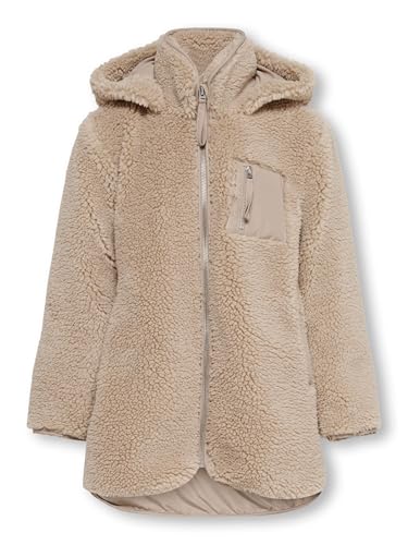 ONLY Kids Mädchen Plüsch-Kurzmantel KOGSascha Serpa Hood Lange Jacke mit...