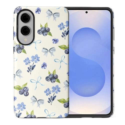 Étui esthétique Samsung S25 Edge au motif nœud papillon myrtille pour le quotidien