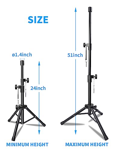 Speaker Stand, Universal Speaker Stands Pair Tripod Adjustable Height From 24” To 51” With Carry Bag #TOP2