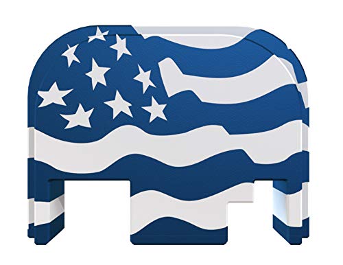 Rowe Tactical Rear Slide Cover Plate for Glock Gen 1-4 - Blue American Flag Waving Graphic - for Glock G17 G19 G21 G22 G23 G24 G26 G27 G29 G30 G31 G32 G33 G34 G35 G36 G37 G38 G39 G40 G41 G45