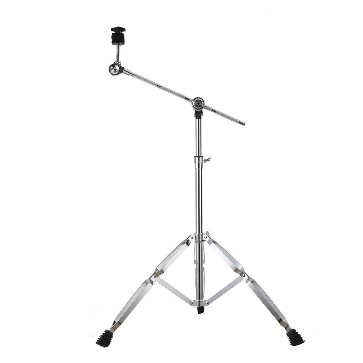 CDZHLTG Cymbal Stand Straight & Boom Cymbal Boom Stand Adjustable Height 23.6-45.27 Combo Double Braced Legs with Rubber Feet, Silver
