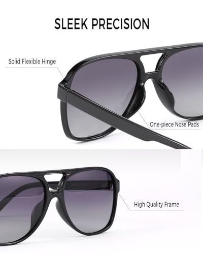 Retro Polarized Aviator Sunglasses for Women Men, Classic Vintage 70s Trendy Square Style UV400 Protection3