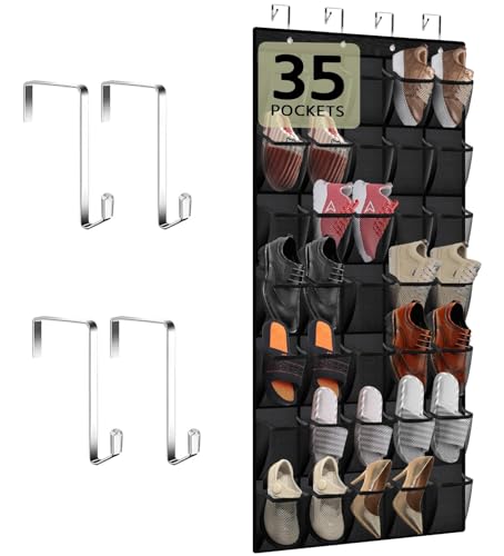 Catálogo de Zapateras colgantes - los más vendidos. 48 YAYUSI Organizador De Zapatos Colgantes, 35 Bolsillos Grandes Zapatera Colgante, Organizador de Zapatos Colgado sobre La Puerta para Guardar Zapatos, Ropa, Juguetes, 4 Ganchos para...