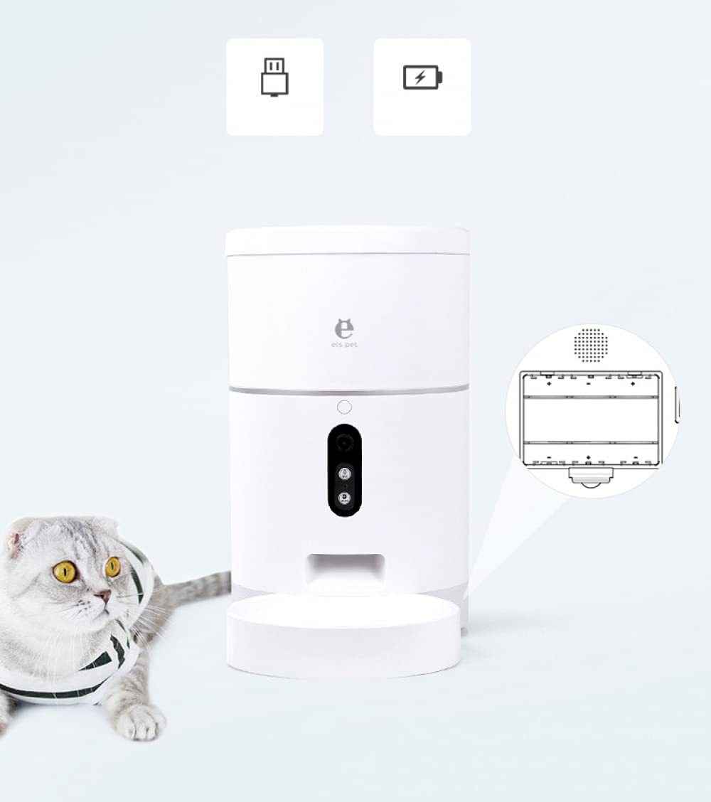 Siqi Mangiatoia automatica per cuccioli di gatto, controllo tramite app, 10 porzioni, 10 piani pasto al giorno, indicatore Wi-Fi intelligente Mangiatoia intelligente per animali domestici per piccoli