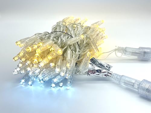 LEDZEIT - Serie Bi-Color - Prolunga catena di luci, senza cavo di alimentazione, 10 m, 100 LED con cambio colore WW/CW, 11 funzioni, utilizzabile solo con catena di luci di base, espandibile, IP67