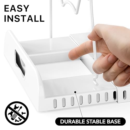 SIMPLE HOUSEWARE Expandable Pan Organizer Rack, 10 Adjustable Compartments, White - Kitchen Cabinet Organizer for Pots, Pans, Lids & Bakeware - Pantry & Countertop Storage - Image 6