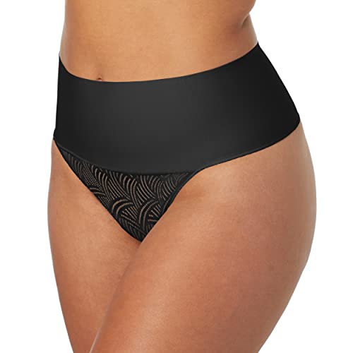 Image of Maidenform womens Tame Your Tummy Lace Thong Panties, Firm Control Shapewear Thong, Cool Comfort