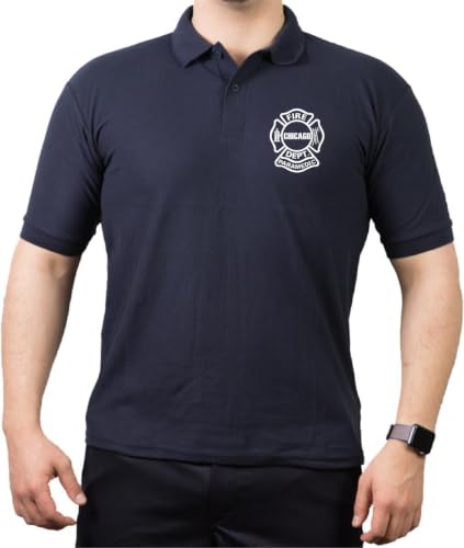 FEUER1 Polo Chicago FIRE Dept., Paramedic Logo sur la poitrine, bleu marine, bleu, XXXL