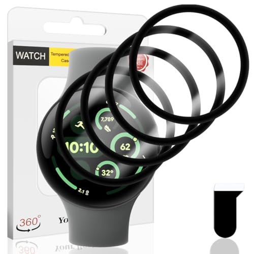 Euukzzea 4 Piezas Protector Pantalla para Google Pixel Watch 3 45mm Cristal Templado, Película de TPU Flexible Protector HD Transparente, Anti-Arañazos Sin Burbujas Película Protectora
