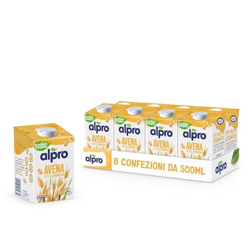 ALPRO CLASSICO, Bevanda all'AVENA, Naturalmente Senza Lattosio, con Vitamine B2, B12 e D2-8 Confezioni da 500 ml