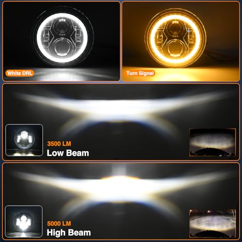Image of Nilight 7 Inch Motorcycle LED Headlight 4.5 Inch Fog Lights Halo Turn Signal DOT Compatible with Harley Davidson Electra Street Glide Fat Boy Road King Heritage Softail CVO, Chrome