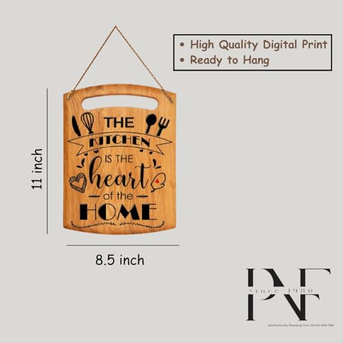 Image of PNF Poster And Frames The Kitchen is The Heart of Home Quote Wall art & Door Hanging Frame For Kitchen, Dining, restaurants Decor | Walland home Decor for Living Room | Room Decor Wall Decor Items For Bedroom | (Wooden, 11x9 Inch,Brown)-9-9