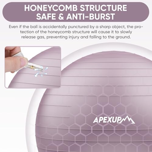 Image of APEXUP Yoga Ball, 660 lbs Anti-Burst Exercise Ball with Pump, 5 Sizes | Anti-Burst, Anti-Slip, SGS Certified, Strengthens Core, Improves Balance & Posture, Boosts Flexibility & Stability