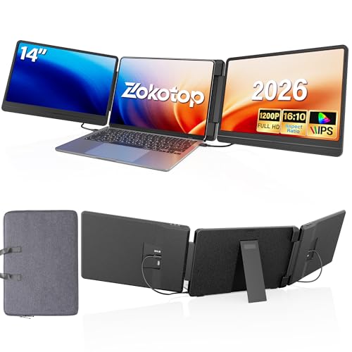 Image of Laptop Screen Extender, 14''FHD 1200P Triple Portable Monitor for Laptop Ultra-Slim IPS Display，HDMI /USB-C Plug and Play for 12 inch-16.5 inch Laptops Compatible with Win and MacBook for Travel /Home /Office