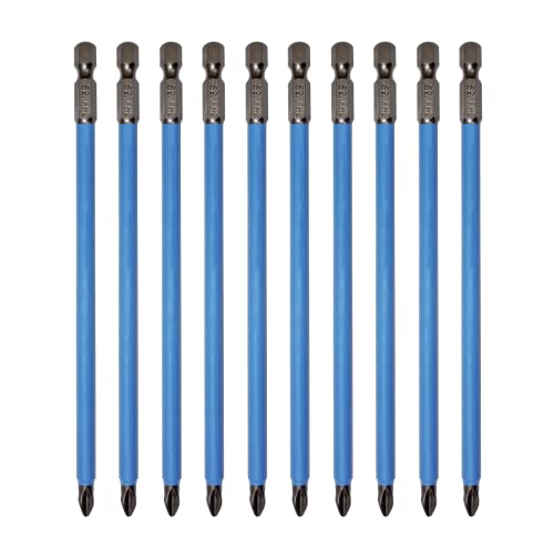 VESTTIO Anti Slip Phillips PH2#2 Screwdriver Bit Set 10PCS 1/4 Inch Hex Shank 6 Inch/150 mm Length S2 Steel with Magnetic for Power Screwdriver Impact Drill Toolkit