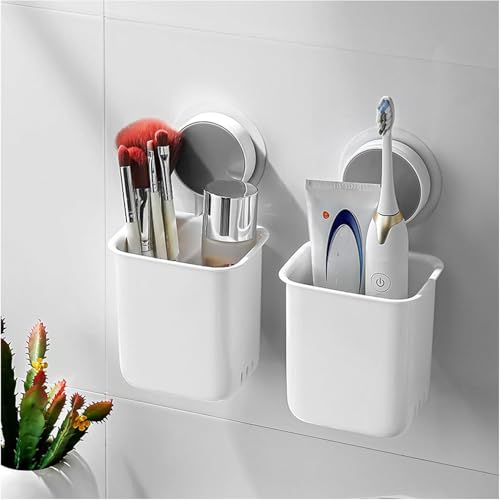 Image of Xmart India Wall-Mounted Tooth Brush Holder Bathroom - Self-Adhesive Bathroom Organiser Without Drill for Toothbrushes with Plastic Soap Holder- Soap Box for Bathroom- (Toothbrush Holder + Soap Dish)