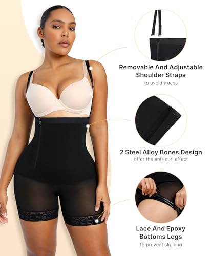 SHAPELLX Tummy Control Shapewear Faja Colombianas Side Zipper Body Shaper Plus Size Postpartum Bodysuit With Butt Lift2