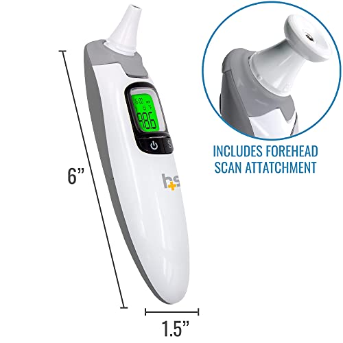 Image of HealthSmart Talking Infrared Ear & Forehead Thermometer, No Probe Covers Needed, FSA & HSA Eligible, Visual Fever Alarm, Audio Readings in English & Spanish, Instant Scan (Pack of 100)