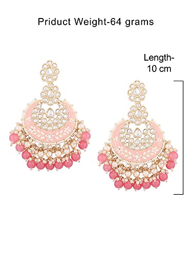 Women's Meenakari Ethnic Kundan & Beads Yellow Dangle Earrings