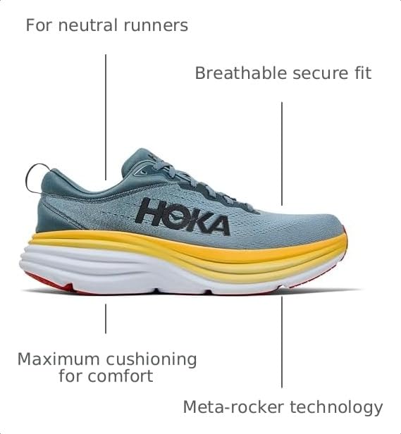 Image of HOKA Bondi 8 Men's Performance Road Running Shoes Sneakers