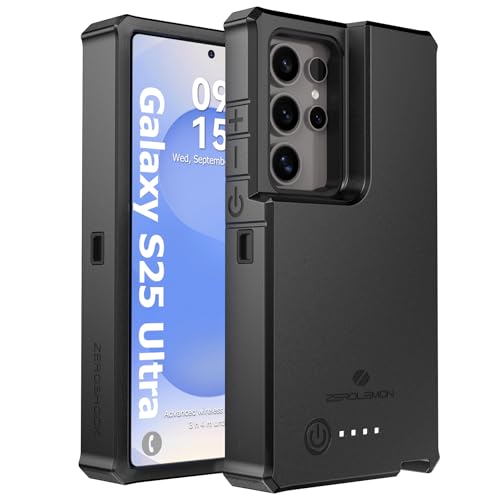 ZEROLEMON Galaxy S25 Ultra Extended Battery Case 10000mAh Wireless Charging Case | Data Sync & 2-Way Charging Supported| ZeroShock Full-Edge Protection Portable Power Bank for 6.9 inch Ultra
