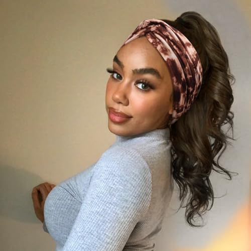 Image of DRESHOW 4 Pack Turban Headbands for Women Wide Vintage Head Wraps Knotted Cute Hair Band Accessories