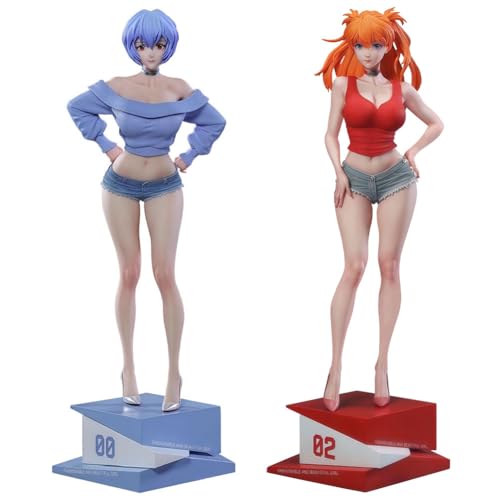 [BAOWENBEI] 新世紀 エヴァンゲリオン 式波・アスカ・ラングレー 綾波 レイ 夏目彼女 Ver. 塗装済み 完成品 フィギュア 1/6スケール PVC&ABS製 高さ約30cm 卓上 パソコンケース 置物 (アスカ)