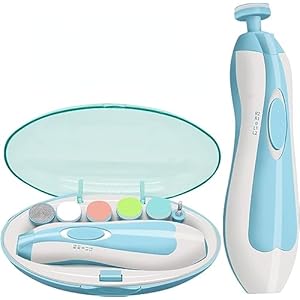 Baby Nail File Electric Nail Trimmer File Manicure Set, Toes Fingernails Care Trimmer with LED Light for Newborn, Kids and Adults