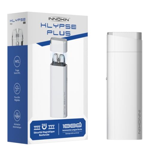 For Innokin Klypse Plus Kit 22 W (Blanc perle) Batterie 1800 mAh | 2 ml 0,8 Ω Cartouche Klypse Pod V2 | Remplissage latéral | Contrôle du débit d'air |...