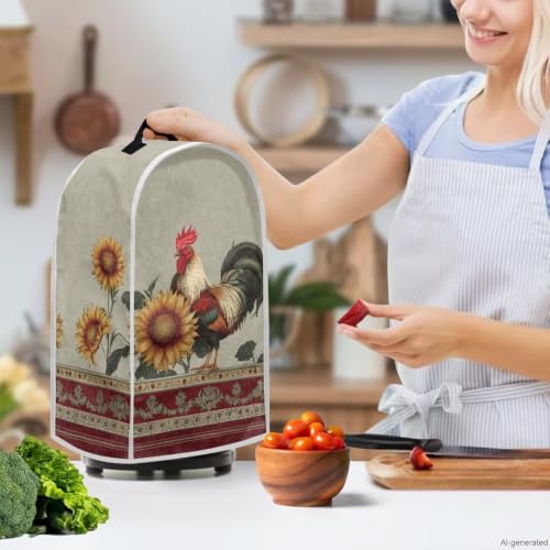 Image of Boho Sunflower Rooster Blender Cover for Kitchen Appliance Dust Cover for Food Processor,Stand Mixer,Coffee Maker,Juicer,Dustproof,Machine Washable
