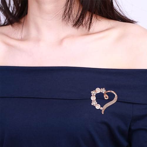 Guoxiaomei Heart Brooch For Women Cluster Pave Clear Crystal Valentine'S Day Love Heart Pearl Brooch Pin Wedding Party Clothes Accessories  thumb #3