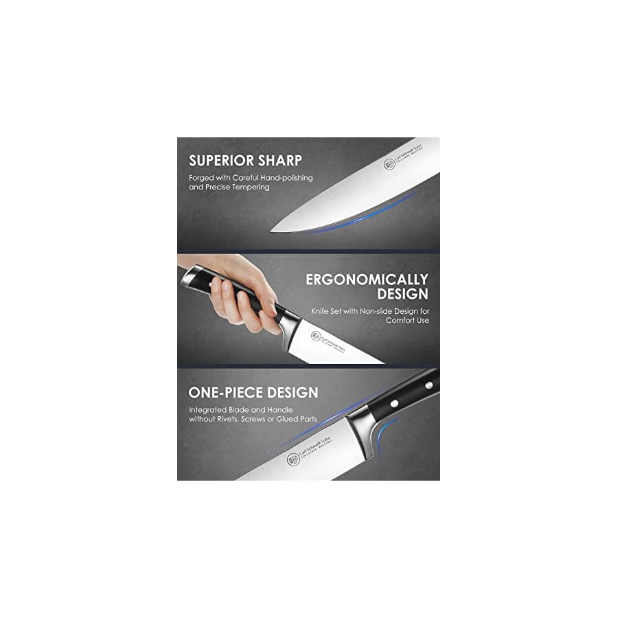 Kitchen Knife Set - 1829 CARL SCHMIDT SOHN 15 Pieces Knife Block Set with Sharpener, Forged Stainless Steel, Professional Chef Block Set with Ergonomic Handle, Kitchen Tool Set, World-Class Sharpness