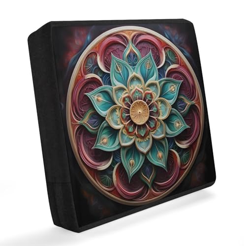 Highdi Funda Cojin Impermeable Exteriores, Estampado de Mandala Negro Fundas Cojin Antideslizantes, Cushion Covers Elástico para Forma de L/Esquina, Cushion Slipcovers with Zipper (Negro 7,51x46cm)