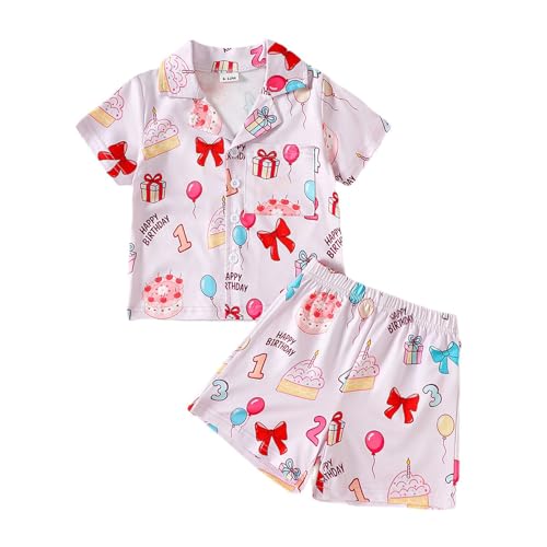 Conjunto de ropa de ocio para niñas pequeñas con tops estampados y pantalones cortos