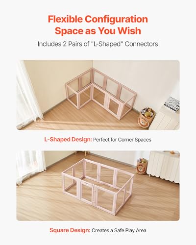 VEVOR Wurfkiste für Welpen, 1540x1000x600 mm, Welpenlaufstall, mit transparenten Fenstern und Schloss, pinken Rahmen, Hundelaufstall, Tierlaufstall, Hunde Wurfbox für mittelgroße Hunde