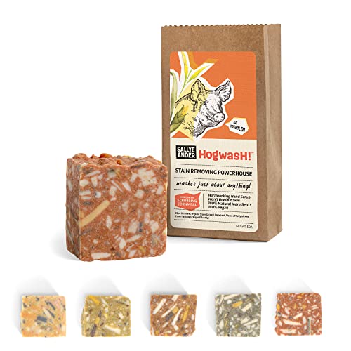 SALLYEANDER Hogwash! Soap - 1 Bar - Laundry Treatment Scrub - All-Natural Handmade Soap - Cornmeal Hand Wash