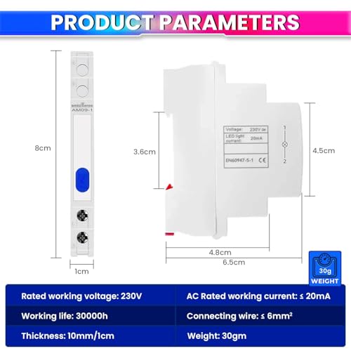 Image of amiciSense Ultra-Compact 230VAC Phase Indicator - Only 1cm Wide, Blue LED Indicator for Quick & Accurate Phase Monitoring