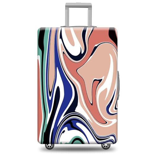 Colorful Geometry Art Luggage Cover Abstract Flow Lines Wave Patterns Suitcase Cover Elastic Washable Travel Suitcase Protector Fits 22-24 Inch Style 10