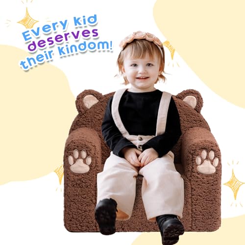 ALIMORDEN Animal Series Kid's Chair, Ultra-Soft Comfy Foam Filled Toddler Sofa Chair, Cute Animal-Shaped Design Toddler Couch, Lightweight Birthday for Boys & Girls (Brown Bear)