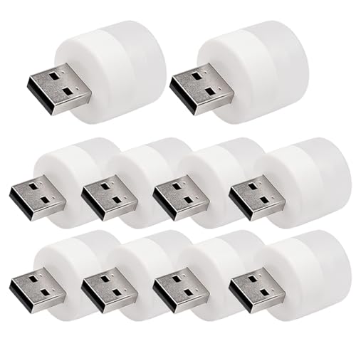 Générique Lampe LED USB | 10 Pièces de Petites Lumières LED | Lampe Ronde Portable Pratique pour Ordinateur Chambre Chevet Étude Lecture Camping
