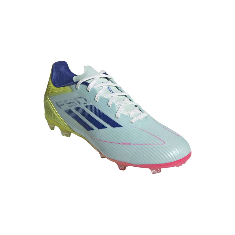 adidas F50 League 99 Capsule Firm Ground Soccer Shoes - Limited Edition with Colourful Icon Graphics, Lightweight Fiberskin Upper, Sprintplate 360 Outsole (Almost Blue/Lucid Blue/Solar Yellow, US Footwear Size System, Adult, Men, Numeric, Medium, 10.5)