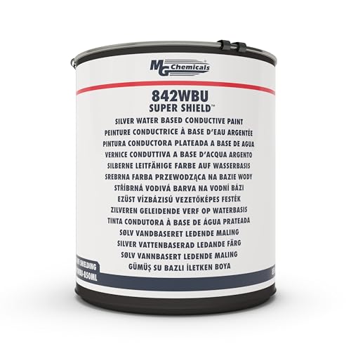 MG Chemicals 842WBU Peinture conductrice argentée à base d'eau, revêtement blindé EMI pour bois, cloisons sèches, plastiques et plus, faible teneur en...