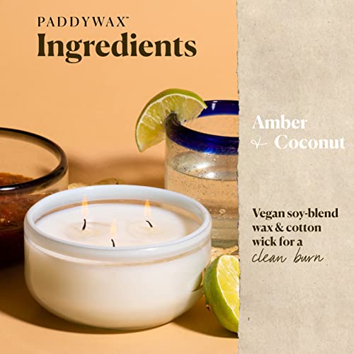 Paddywax Candles La Playa Collection, Naturally Scented Candle, 14 Ounces, White Rim - Amber + Coconut #TOP1