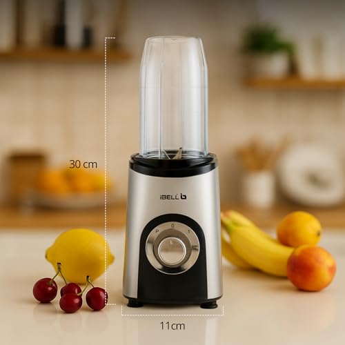Image of iBELL Nutri Blender & Juicer Mixer Grinder for Home, 600W Powerful Copper Motor, 24,000 RPM, 5 Multi-Purpose Jars, 2 Stainless Steel Blades & 3 Speed Modes for Smoothies, Grinding & Blending (Silver)